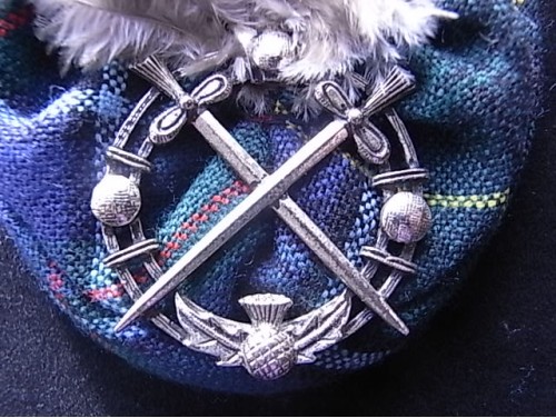  Feathers and  Tartan Vintage Brooch Corsage